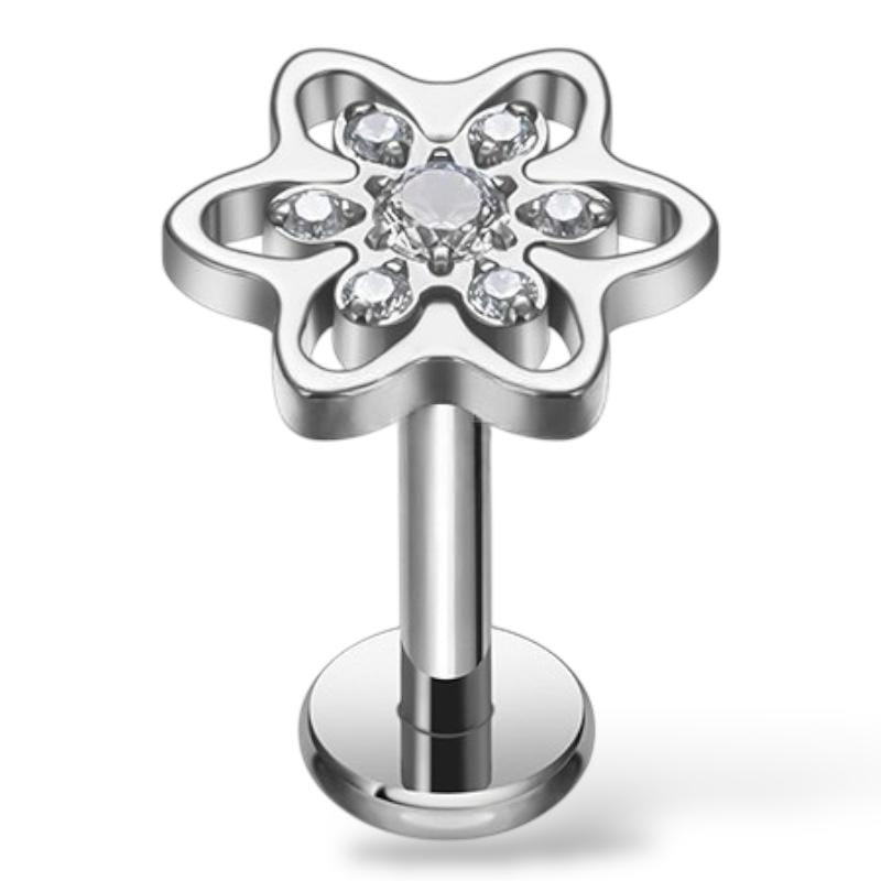 Tytanowy Labret z kwiatuszkiem